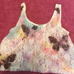 Butterfly lace tank top